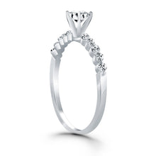 Load image into Gallery viewer, White Gold 14k Diamond with Shared Prong Diamond Accents Engagement Ring