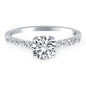 White Gold 14k Diamond with Shared Prong Diamond Accents Engagement Ring