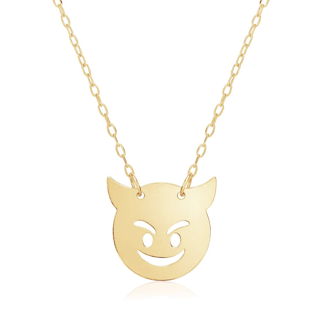Yellow Gold 14k Women's Necklace with Devil Emoji Symbol