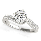 White Gold 14k Spiral Design Pronged Diamond Engagement Ring