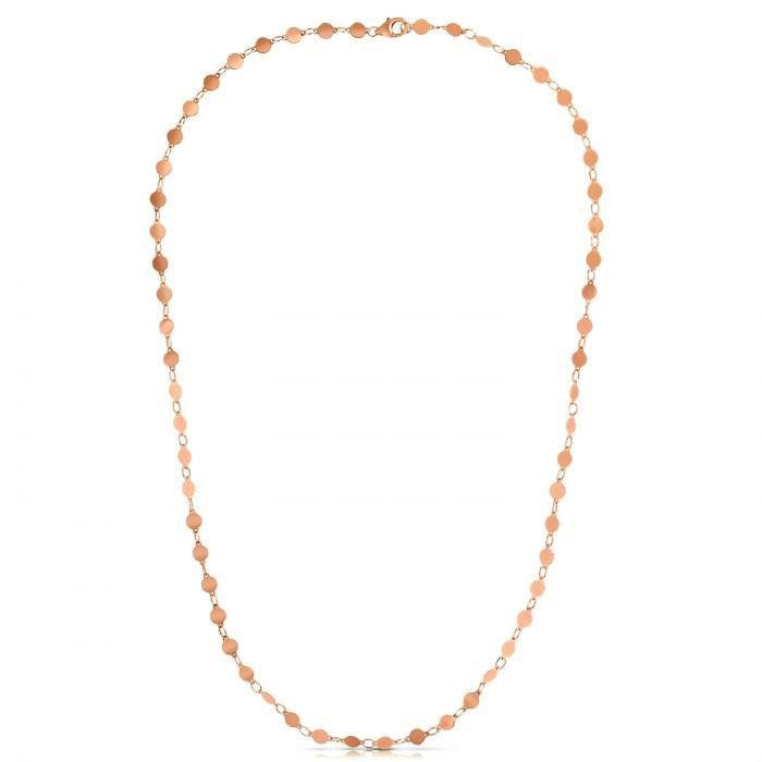 Rose Gold 14k Women's Link Necklace with Polished Circles in Lobster Claw