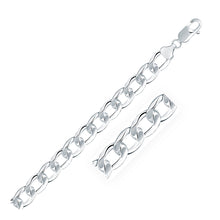 Load image into Gallery viewer, Rhodium Plated 8.4mm Sterling Silver Curb Style Chain