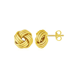 Yellow Gold 14k Love Knot Post Earrings with Pushback Clasps