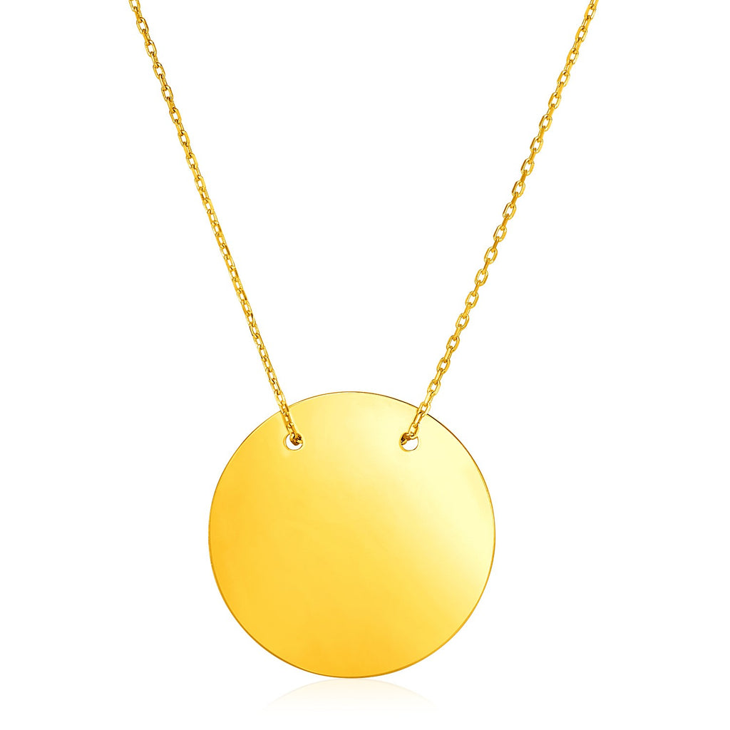 Yellow Gold 14k 18 inch Women's Fancy Necklace with Polished Circle