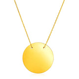 Yellow Gold 14k 18 inch Women's Fancy Necklace with Polished Circle