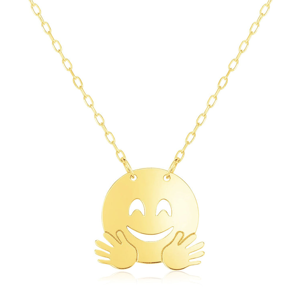 Yellow Gold 14k Women's Necklace with Hugs Emoji Symbol