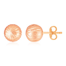 Load image into Gallery viewer, Rose Gold 14k Ball with Linear Texture Earrings
