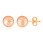 Rose Gold 14k Ball with Linear Texture Earrings