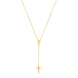 Tri Color Gold 14k Rosary Style Women's Religious Motif Necklace