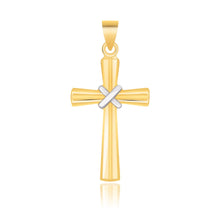 Load image into Gallery viewer, 14k Two-Tone Gold Cross Pendant with a Center X Design