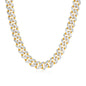 Two Tone Gold 14k Miami Cuban Women's Chain Necklace with White Pave