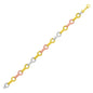 Tri-Color Gold 14k Bar and Round Women's Link Bracelet