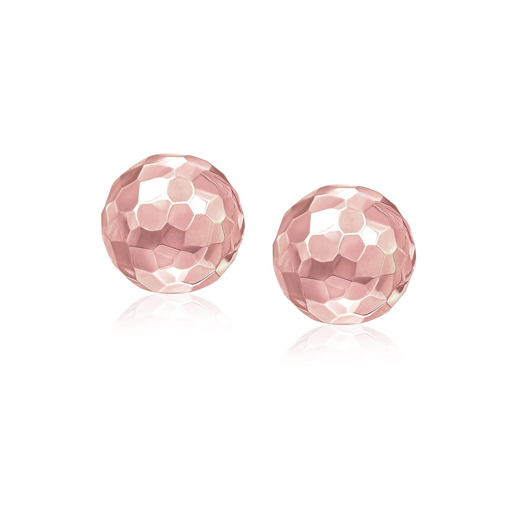 Rose Gold 14k Round Faceted Style Stud Earrings