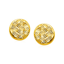 Load image into Gallery viewer, Yellow Gold 14k Post Earrings with Textured Circles &amp; Pushback Clasps