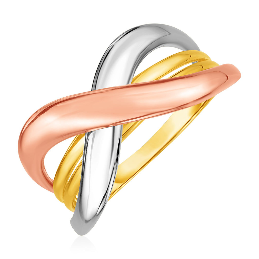 Tri color Gold 14k Crossover Fancy Ring
