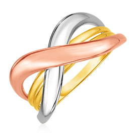 Tri color Gold 14k Crossover Fancy Ring