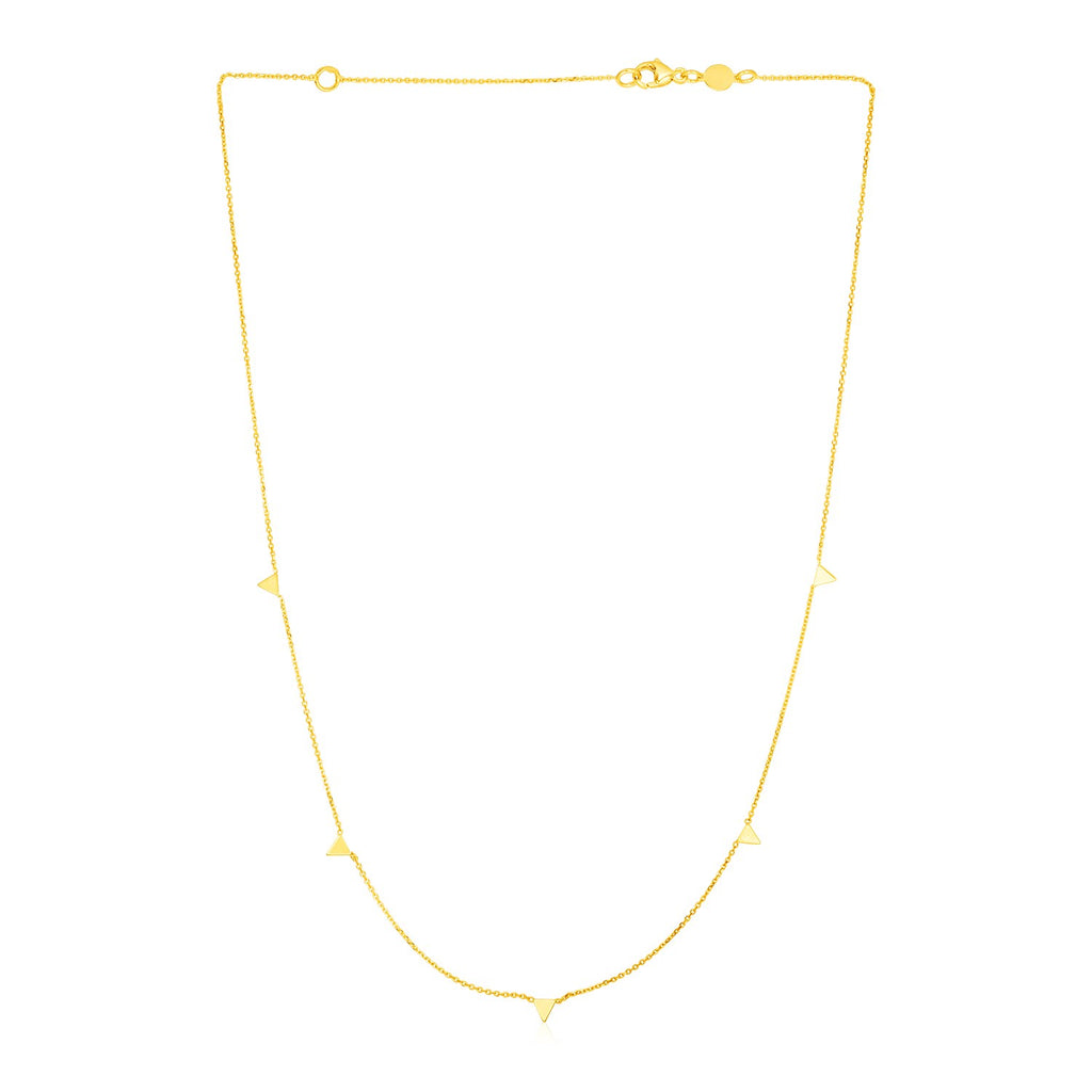 Yellow Gold 14k Women's Link Necklace with Triangles