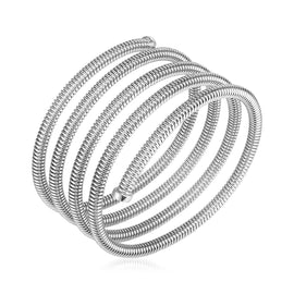 Sterling Silver Women's Serpentine Style Five Coil Bangle Bracelet