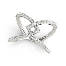 Load image into Gallery viewer, White Gold 14k Fancy Entwined Design Diamond Interlaced Ring