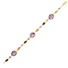 Load image into Gallery viewer, Yellow Gold 14k Women&#39;s Fancy Bracelet with Multi-Colored Stones