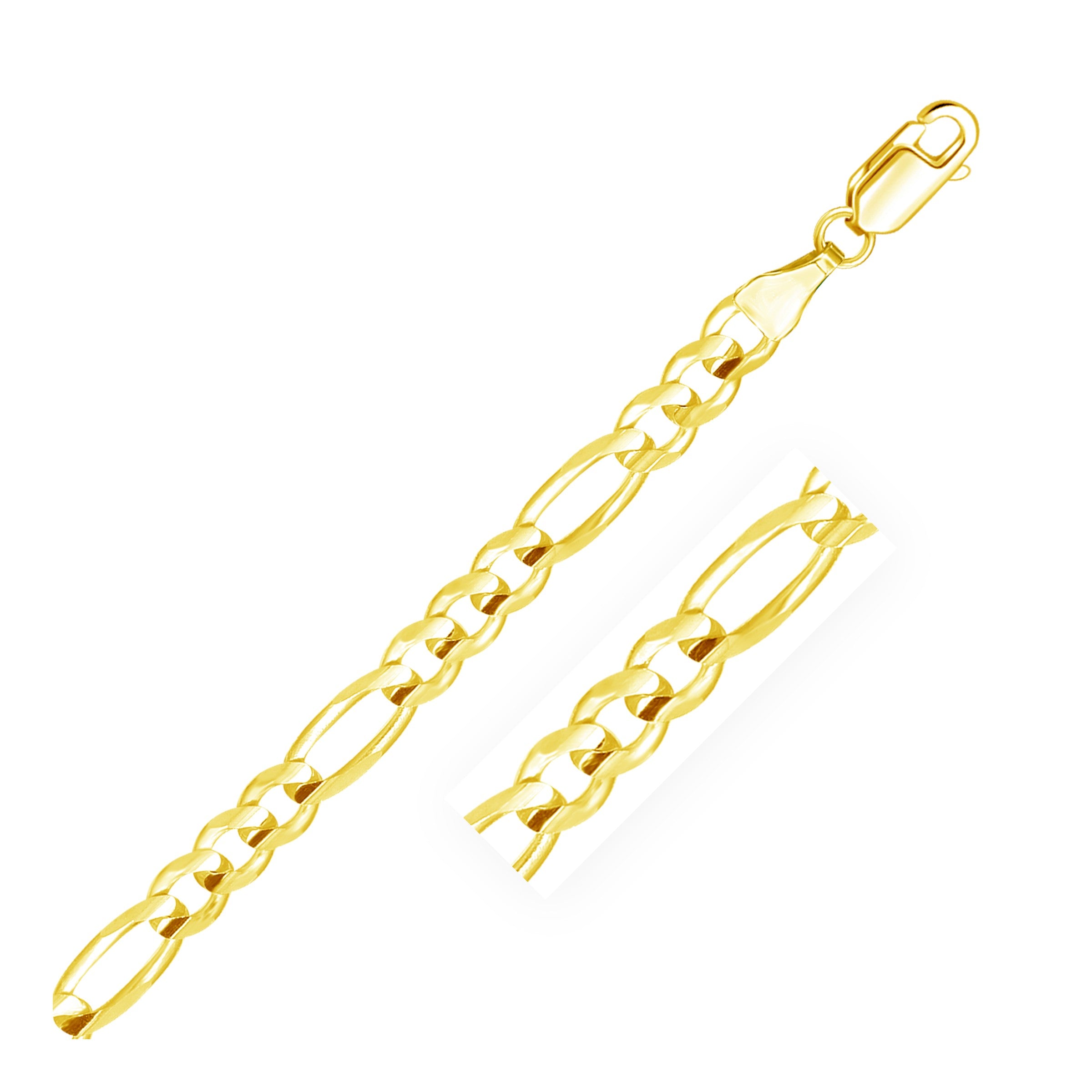 Yellow Gold 6.0mm 14k Solid Lobster Claw Figaro Chain