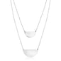 Sterling Silver 16 inch Women's Two Strand Necklace with Polished Half Circles