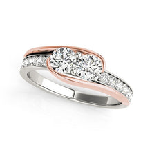 Load image into Gallery viewer, White And Rose Gold 14k Two Stone Diamond Ring