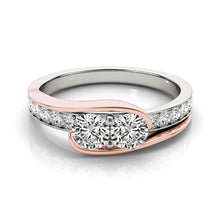 Load image into Gallery viewer, White And Rose Gold 14k Two Stone Diamond Ring