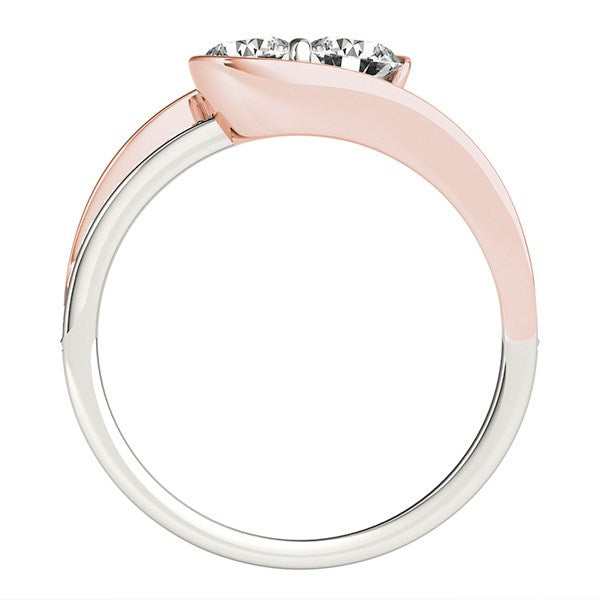 White And Rose Gold 14k Two Stone Diamond Ring