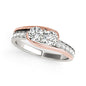 White And Rose Gold 14k Two Stone Diamond Ring
