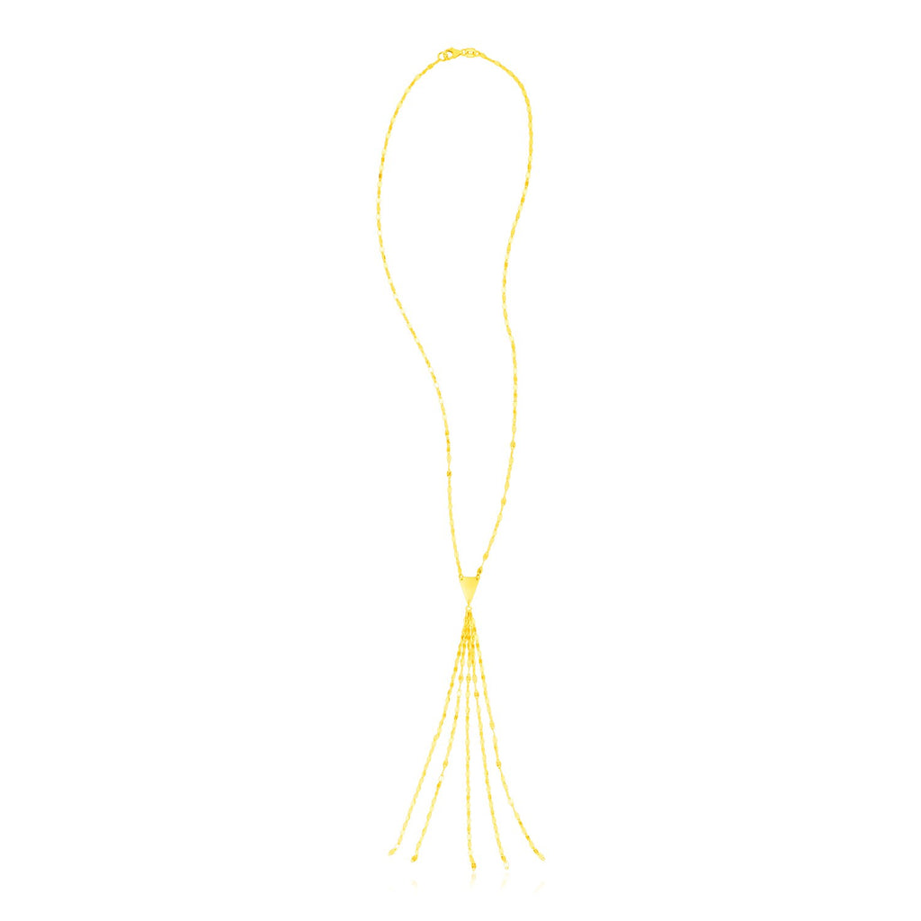 Yellow Gold 14k Five Strand Tassel Women's Lariat Necklace