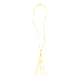 Yellow Gold 14k Five Strand Tassel Women's Lariat Necklace