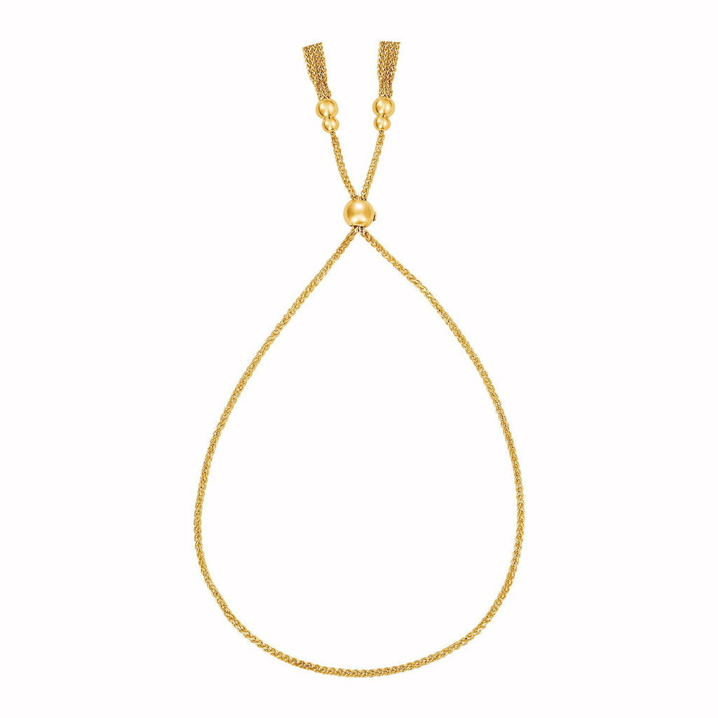 Yellow Gold 14k Women's Adjustable Bracelet with Chain Tassels