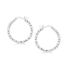 Load image into Gallery viewer, Sterling Silver Rhodium Plated Weave Like Hoop Style Earrings