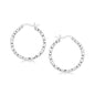 Sterling Silver Rhodium Plated Weave Like Hoop Style Earrings