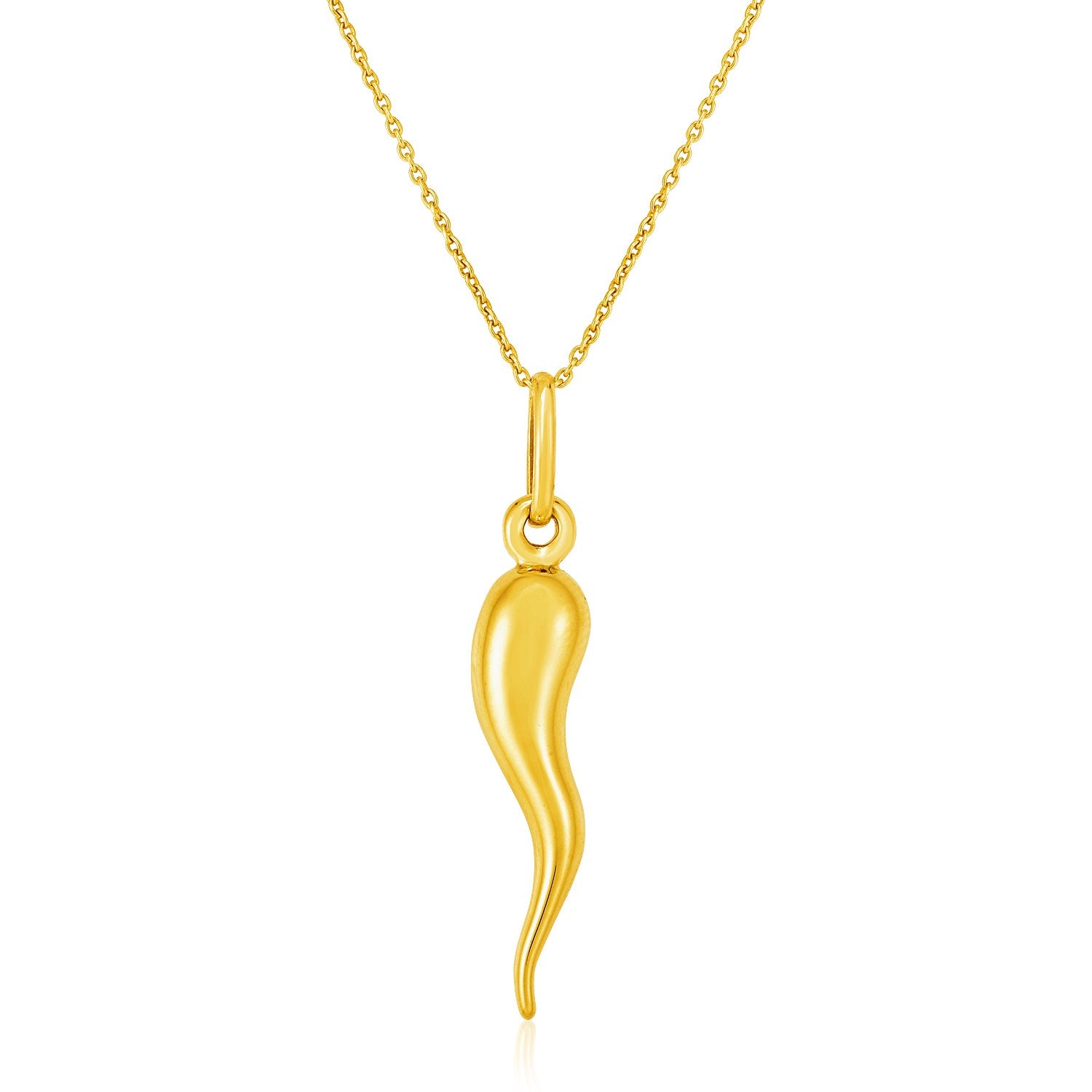 Yellow Gold 14k Elegant Pendant with Polished Abstract Swirl in Lobster Clasp