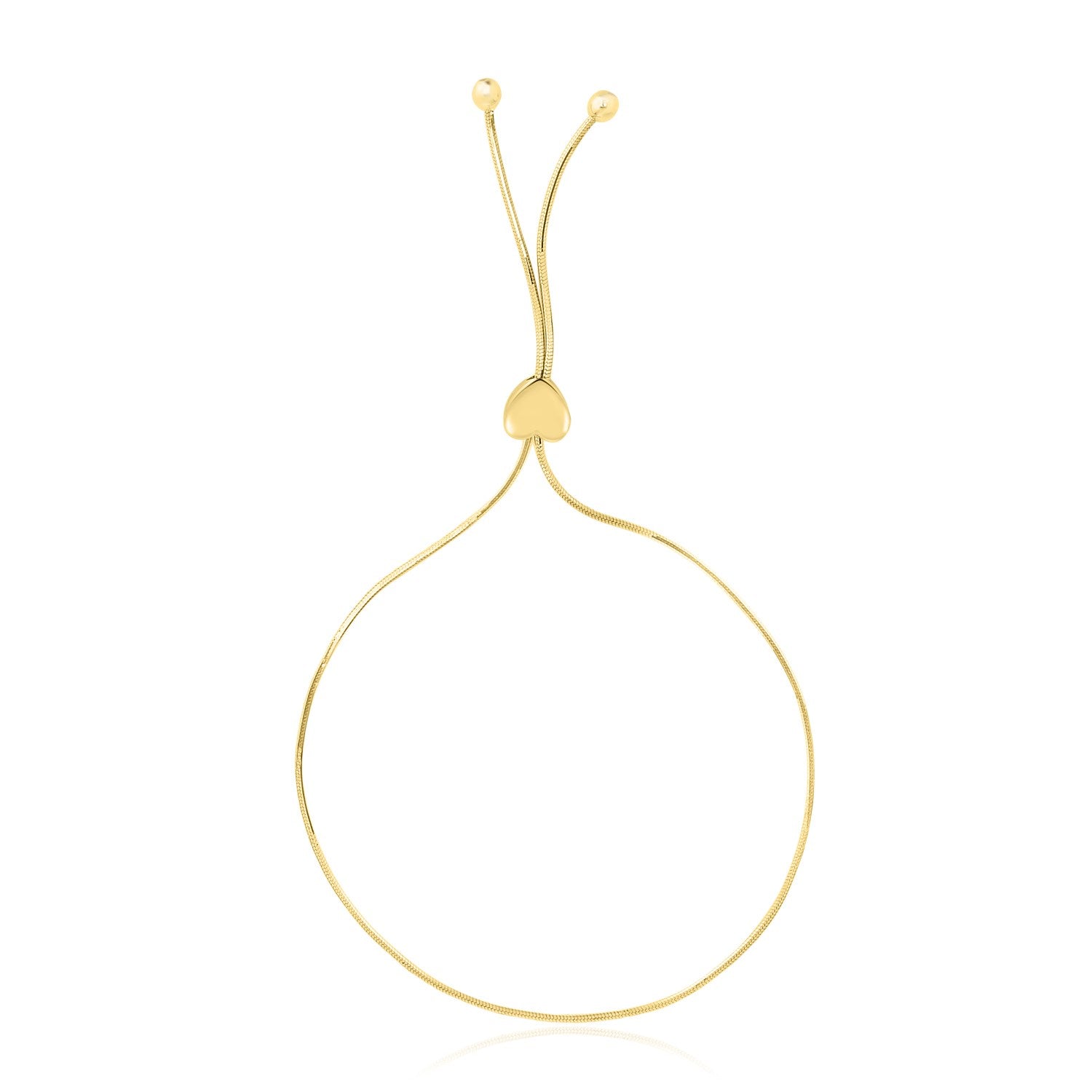 Yellow Gold 14k Adjustable Lariat Style Heart Women's Motif Bracelet