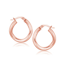 Load image into Gallery viewer, Rose Gold 14k 5-8 inch Diameter Italian Twist Hoop Earrings with Snap Lock