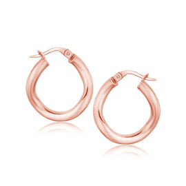 Rose Gold 14k 5-8 inch Diameter Italian Twist Hoop Earrings with Snap Lock