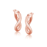 Rose Gold 14k 5-8 inch Diameter Italian Twist Hoop Earrings with Snap Lock