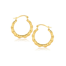 Load image into Gallery viewer, 10k Yellow Gold Branch Motif Hoop Earrings