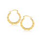 10k Yellow Gold Branch Motif Hoop Earrings
