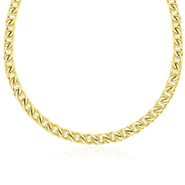 Yellow Gold 14k Women's Textured Round and Oval Interlaced Link Necklace
