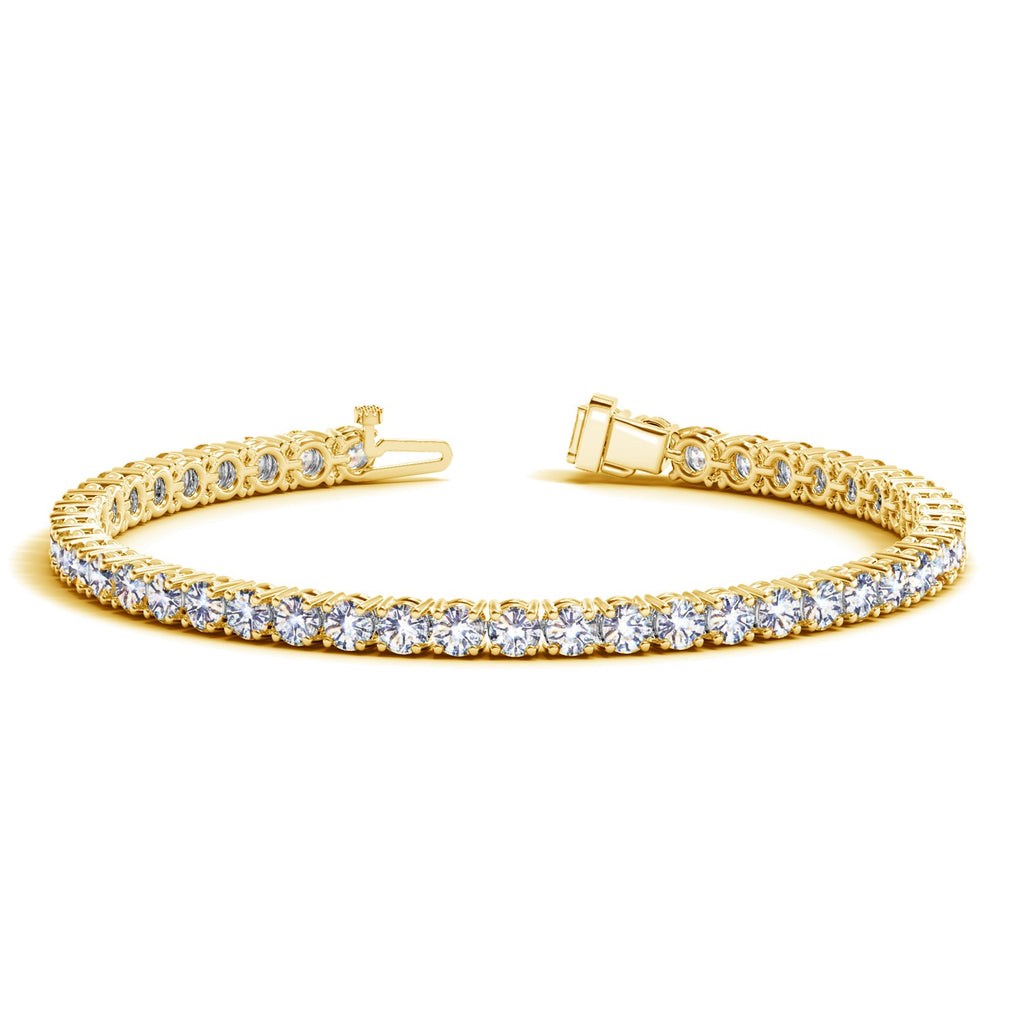 Yellow Gold 14k Round Diamond Women's Tennis Braceletin Hidden Safety Clasp