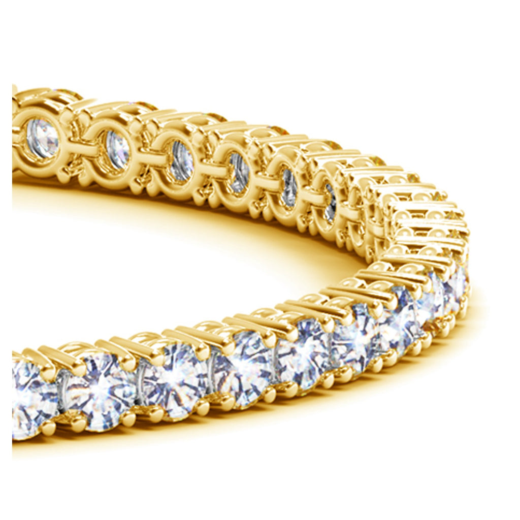 Yellow Gold 14k Round Diamond Women's Tennis Braceletin Hidden Safety Clasp