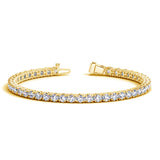 Yellow Gold 14k Round Diamond Women's Tennis Bracelet in Hidden Safety Clasp