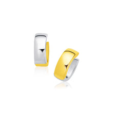 Load image into Gallery viewer, Two-Tone Gold 14k Snuggable Style Hoop Earrings with Snap Lock