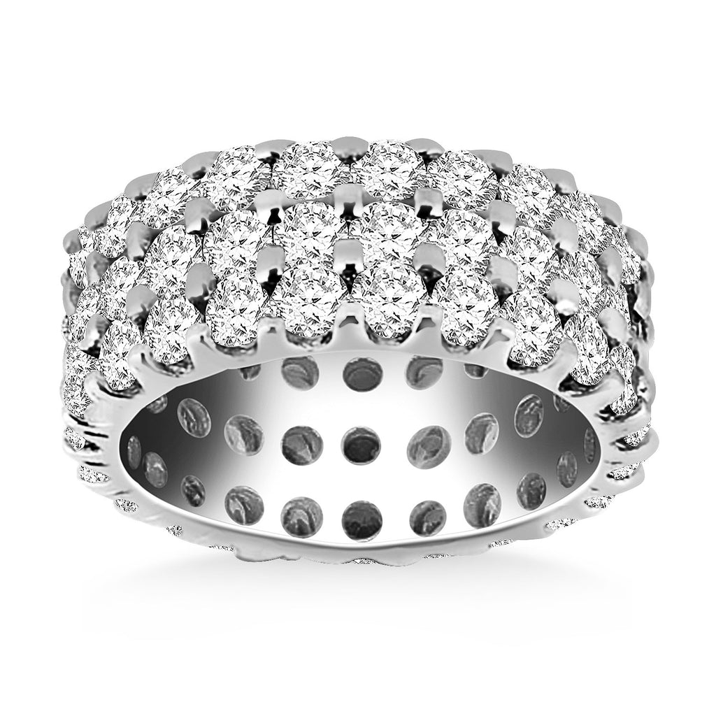 White Gold 14k Triple Band Round Diamond Eternity Ring
