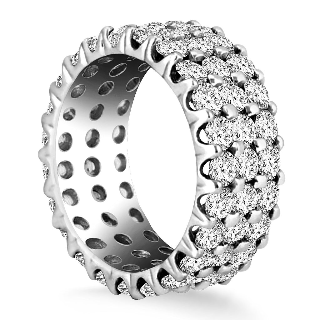 White Gold 14k Triple Band Round Diamond Eternity Ring