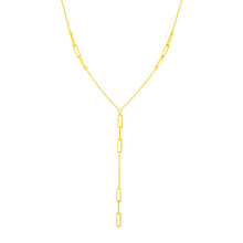 Load image into Gallery viewer, Yellow Gold 14k Women&#39;s Lariat Necklace with Paperclip Chain Stations